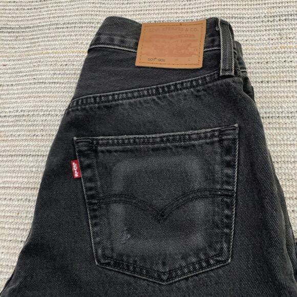 Levi’s Premium 501 90s Jeans Black Denim Button Fly Big E Size Tag 27x32 (29x32) - Picture 10 of 11